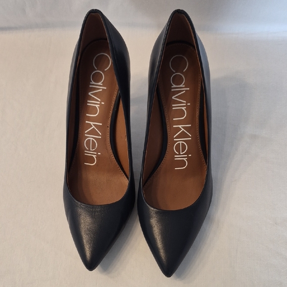 Calvin Klein Shoes - Calvin Klein Women's Black Pointed Toe Leather Heels